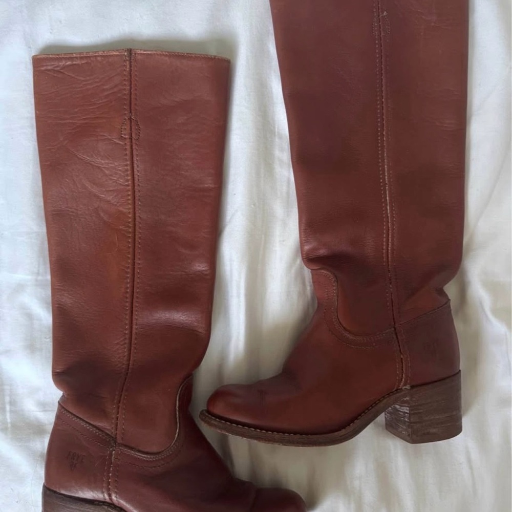 Frye Chestnut Leather Heeled Boots